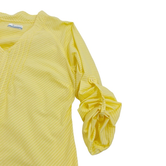 Columbia 3Q Sunrise Tunic Size Medium Yellow And White Stripes Long Sleeves - Picture 5 of 11
